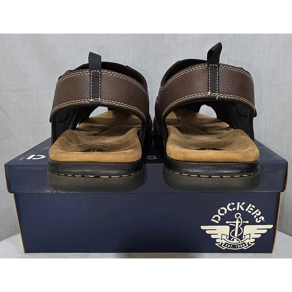Dockers Shorewood Mens Fisherman Sandals Brown Memory Foam‎ Comfort Shoes